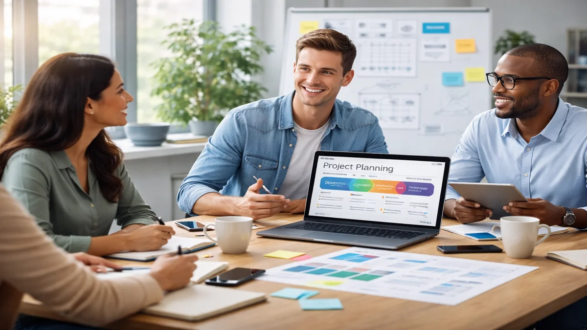 Collaborative project planning process showing discovery, planning, and execution phases for business services